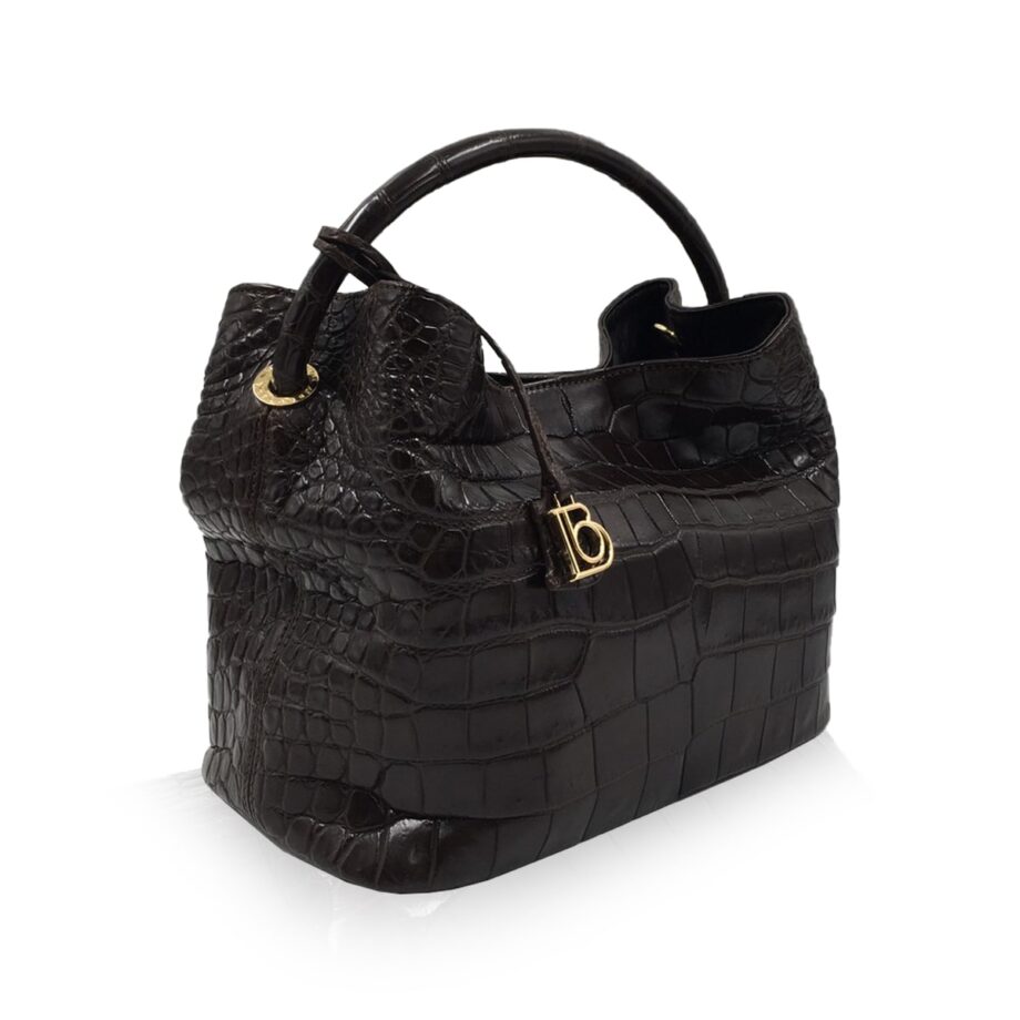 Rosalie Crocodile Handbag Brown Size 37cm