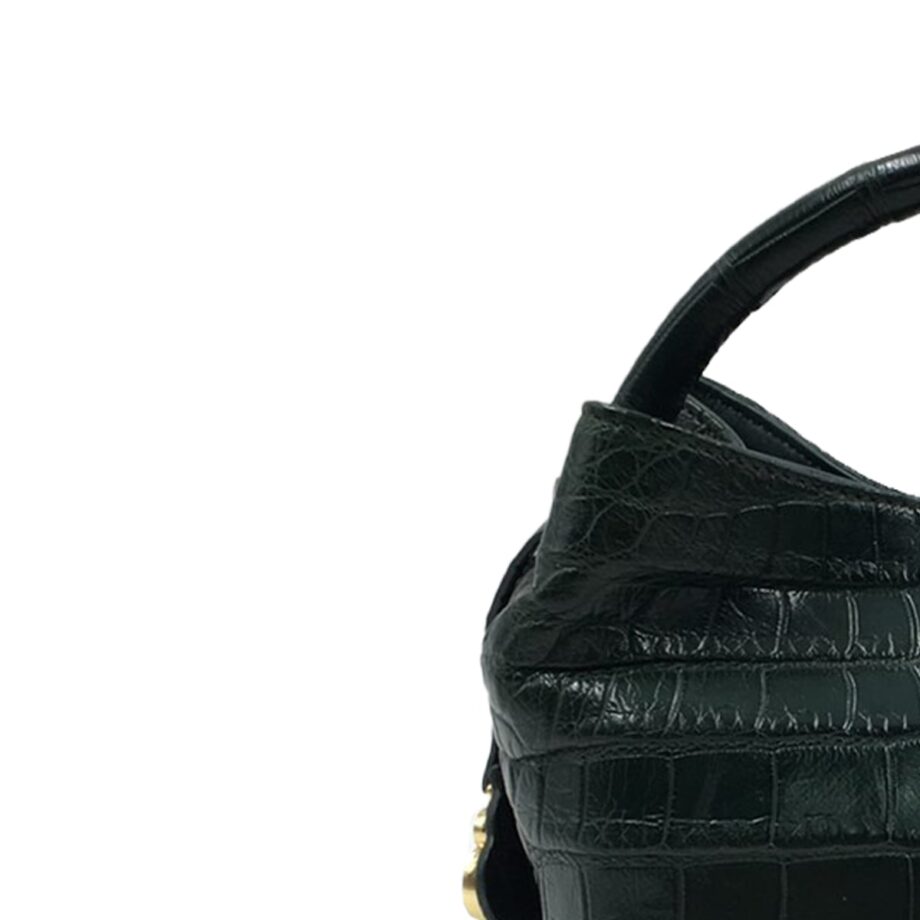 Rosalie Crocodile Handbag Dark Green Size 30cm