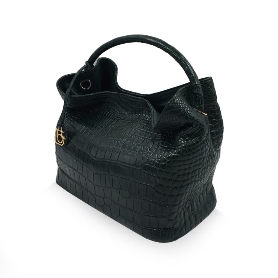 Rosalie Crocodile Handbag Dark Green Size 37cm