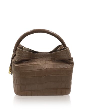 Rosalie Crocodile Handbag Khaki Size 30cm