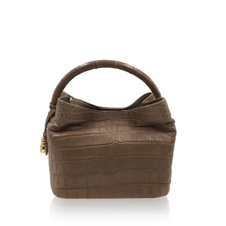 Rosalie Crocodile Handbag Khaki Size 30cm