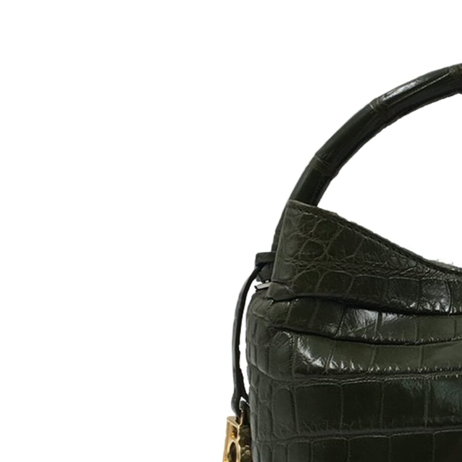 Rosalie Crocodile Handbag Olive Green Size 30cm