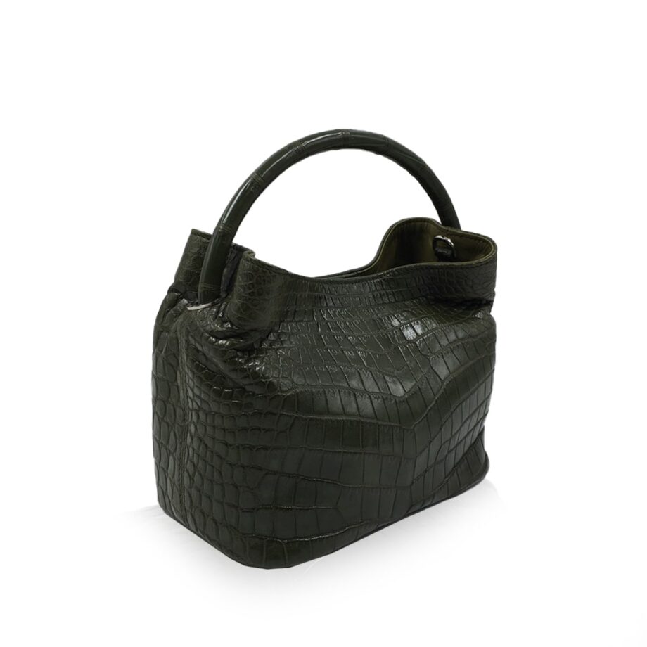 Rosalie Crocodile Handbag Olive Green Size 30cm