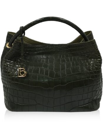 Rosalie Crocodile Handbag Olive Green Size 37cm